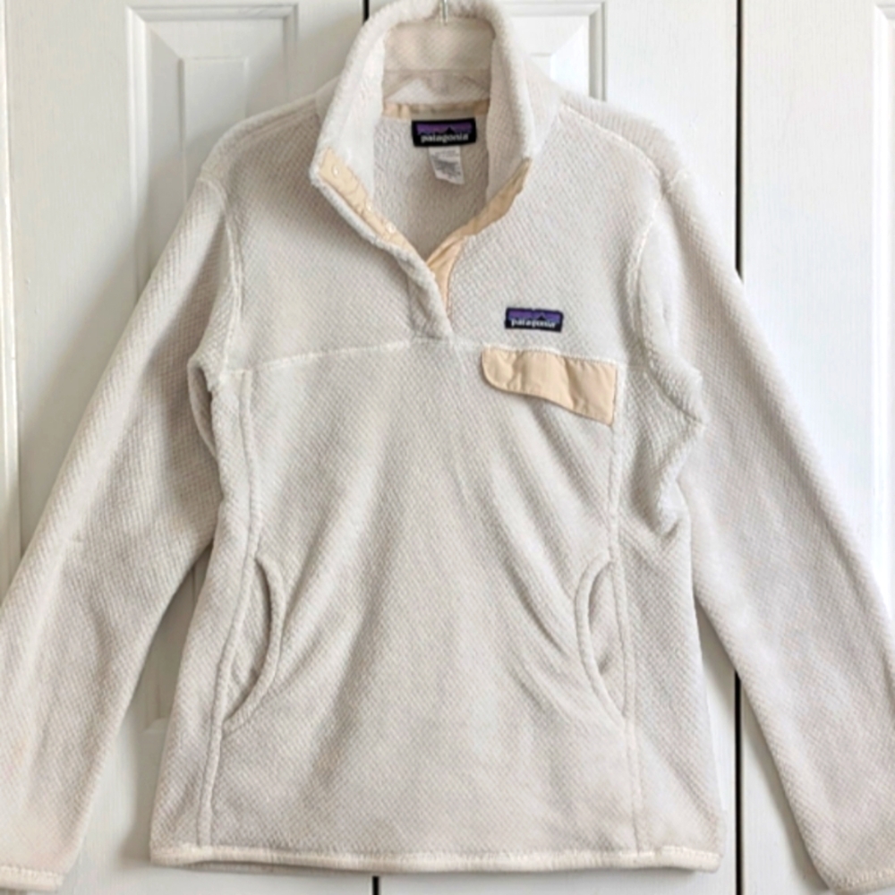 Patagonia PolarTec Thermal Pro Fleece Womens Size Medium Cream Warm!